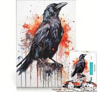 Puzzle de 1000 pièces pour Adolescents Motif Corbeaux Aquarelle Jeu de réflexion Difficile et Stimulant idéal comme Cadeau pour Toute la Famille 38x26cm