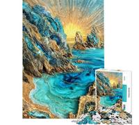 Puzzle de 1000 pièces pour Adolescents Motif Coucher de Soleil sur Les falaises Art Kintsugi Puzzle décoratif Mural Cadeau Anti-Stress (Taille 38x26cm)