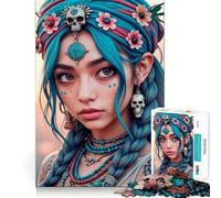 Puzzle de 1000 pièces pour Adolescents,Motif crâne bohème,Bijoux,Bords précis,Jeu de logique,Moment de détente et de Divertissement,Cadeau Artistique de Noël (50x75cm)