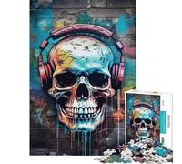 Puzzle de 1000 pièces pour Adolescents Motif crâne Graffiti Jouet de Puzzle Mural Course de Vitesse Manuelle Aide à l'exercice cérébral (Taille 38x52cm)