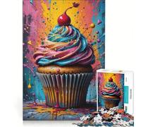 Puzzle de 1000 pièces pour Adolescents Motif Cupcake psychédélique à Monter soi-même pour améliorer sa mémoire avec Poster et fiche de Questions Assortis 38x26cm