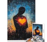 Puzzle de 1000 pièces pour Adolescents Motif cœur d'or Jeu éducatif à Assembler décoration Murale Cadeau d'anniversaire ou de Voyage (50x75cm)