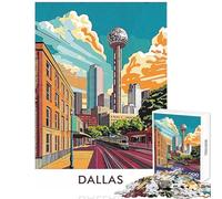 Puzzle de 1000 pièces pour Adolescents Motif de la Skyline de Dallas Jeu éducatif Jouet d'assemblage décoration Murale renforce Les Liens Amoureux (50x75cm)