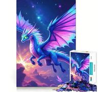 Puzzle de 1000 pièces pour Adolescents,Motif Dragon Bleu et Rose,Assemblage Fluide,Jeu de réflexion Amusant,Cadeau Relaxant,activité de Loisirs pour Noël (50x75cm)