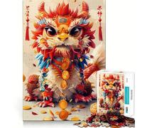 Puzzle de 1000 pièces pour Adolescents,Motif Dragon Chinois Cartoon,découpe précise,Jeu Amusant et Relaxant,Cadeau d'anniversaire Original (38x26cm)