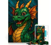 Puzzle de 1000 pièces pour Adolescents,Motif Dragon de Dessin animé,Style vitrail,découpe précise,Jeu Amusant et Relaxant,Cadeau d'anniversaire Original (38x52cm)