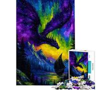 Puzzle de 1000 pièces pour Adolescents Motif Dragon et Bateau sous Une Aurore boréale Décoration Murale Cadeau Anti-Stress (38x52cm)