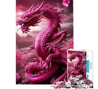 Puzzle de 1000 pièces pour Adolescents Motif Dragon Fleur Porte-Bonheur Décoration intérieure Jouet pour Toute la Famille Cadeau Original pour Un Anniversaire ou Noël (38x26cm)