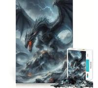 Puzzle de 1000 pièces pour Adolescents,Motif Dragon Noir,Art Fantastique,découpe précise,Jeu Stimulant,Moment de détente,Loisirs créatifs de Noël (38x26cm)