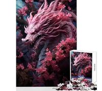 Puzzle de 1000 pièces pour Adolescents Motif Dragon Sakura Japonais Décoration Murale Cadeau d'anniversaire Jeu Familial pour développer la motricité Fine et la Coordination Dimensions 38x26cm