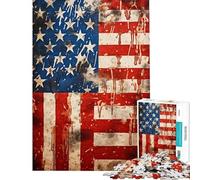 Puzzle de 1000 pièces pour Adolescents Motif Drapeau américain Abstrait activités ludiques à la Maison décoration Parfaite Jeu de réflexion pour Les 14 Ans et Plus (38x52cm)