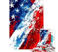 Puzzle de 1000 pièces pour Adolescents Motif Drapeau américain Abstrait Puzzle pour Adultes Jeu de réflexion œuvre d'art Cadeau de Noël ou d'anniversaire (38x52cm)