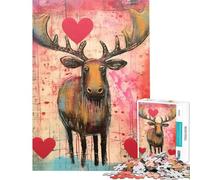 Puzzle de 1000 pièces pour Adolescents Motif élan de la Saint-Valentin avec cœurs idéal pour Un Anniversaire ou Noël Jeu Familial Difficile à partir de 14 Ans (38x26cm)