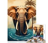 Puzzle de 1000 pièces pour Adolescents Motif éléphant dans l'eau à Monter soi-même Jeu éducatif et Amusant idéal comme Cadeau d'anniversaire ou pour décorer Un Bureau Dimensions 38x52cm