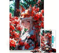 Puzzle de 1000 pièces pour Adolescents,Motif Fille Anime avec Masque de Renard,Jeu Stimulant Le Cerveau,emboîtement précis,sans espaces,activité relaxante en intérieur (50x75cm)