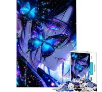 Puzzle de 1000 pièces pour Adolescents Motif Fille Anime Papillon Bleu idéal pour Un Anniversaire ou Noël Jeu Impossible à partir de 14 Ans (38x52cm)