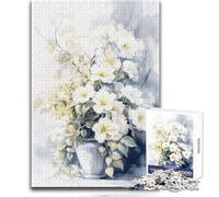 Puzzle de 1000 pièces pour Adolescents, Motif Fleurs Blanches, Ajisai, Jeu éducatif, Amusant et Original, Cadeau d'anniversaire, Dimensions:50x75cm