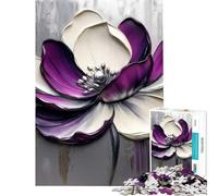 Puzzle de 1000 pièces pour Adolescents Motif Floral Abstrait Violet et Blanc Jeu éducatif et Stimulant pour Femmes (38x26cm)