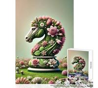 Puzzle de 1000 pièces pour Adolescents Motif Floral échecs et Cavalier Jeu Antistress pour Un Anniversaire ou Noël Dimensions 38x26cm