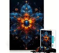 Puzzle de 1000 pièces pour Adolescents,Motif Floral en Pierres précieuses Bleues et Oranges,Bords précis,Jeu de logique,Moment de détente et de Divertissement,Cadeau Artistique de Noël (38x52cm)