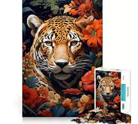 Puzzle de 1000 pièces pour Adolescents, Motif Floral Tropical et Jaguar, découpe Fine, idéal pour l'entraînement à la Concentration, Jeu Amusant et Calme, Cadeau de Noël (38x52cm)
