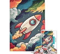 Puzzle de 1000 pièces pour Adolescents Motif fusée et Nuages Difficile et Stimulant décoration intérieure Jeu Relaxant pour Les 14 Ans et Plus (38x52cm)