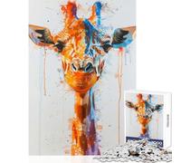Puzzle de 1000 pièces pour Adolescents Motif Girafe Aquarelle décoration Murale idée Cadeau Jeu de réflexion pour renforcer Les Liens Amoureux Dimensions 38x26cm