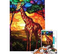 Puzzle de 1000 pièces pour Adolescents Motif Girafe en vitrail Un défi à relever pour Une décoration Parfaite et des Jeux relaxants à partir de 14 Ans (38x52cm)