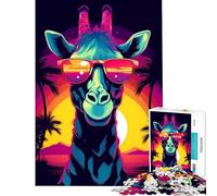 Puzzle de 1000 pièces pour Adolescents Motif Girafe Tropicale Amusante Jeu éducatif et Stimulant pour Les Anniversaires en Famille (Dimensions 38x52cm)