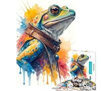 Puzzle de 1000 pièces pour Adolescents Motif Grenouille Aquarelle en Manteau Jeu Impossible Jouet éducatif pour se détendre (Taille 75x50cm)