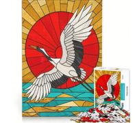 Puzzle de 1000 pièces pour Adolescents Motif Grue en vitrail survolant l'eau Jeu à Monter soi-même activité Parent-Enfant Cadeau d'anniversaire Original 38x52cm