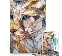 Puzzle de 1000 pièces pour Adolescents,Motif guépard doré,découpe Fine,Jeu de Concentration, pour se détendre et Passer Un Moment agréable,Cadeau de Noël ou de Loisirs (38x26cm)