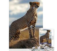 Puzzle de 1000 pièces pour Adolescents Motif guépard sur Une Colline décoration Jouet Cadeau pour Femmes et Hommes Jeu éducatif pour Anniversaire ou Noël Dimensions 38x52cm