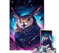 Puzzle de 1000 pièces pour Adolescents Motif Hibou Abstrait défi éducatif Jeu d'analyse et de logique décoration Murale pour Les 14 Ans et Plus (38x52cm)