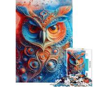 Puzzle de 1000 pièces pour Adolescents Motif Hibou Abstrait et coloré Jeu de Puzzle Relaxant pour Adultes défi Difficile Cadeau de Noël ou d'anniversaire (Taille 50x75cm)