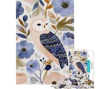 Puzzle de 1000 pièces pour Adolescents Motif Hibou et Illustration Florale à l'aquarelle Difficile et Stimulant Cadeau d'anniversaire Jeu éducatif pour Les 14 Ans et Plus (50x75cm)