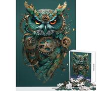 Puzzle de 1000 pièces pour Adolescents Motif Hibou Steampunk décoration intérieure Jouet Cadeau pour Femmes et Hommes Jeu Impossible Collection d'artistes Beaux-Arts Dimensions 38x26cm