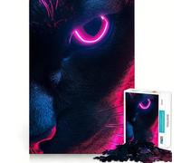 Puzzle de 1000 pièces pour Adolescents,Motif œil de Chat néon Lumineux,Ajustement Parfait,Jeu Amusant et Stimulant,Loisirs,décoration Murale de Noël (38x52cm)