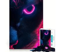 Puzzle de 1000 pièces pour Adolescents,Motif œil de Chat néon Lumineux,Ajustement Parfait,Jeu Amusant et Stimulant,Loisirs,décoration Murale de Noël (50x75cm)