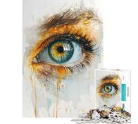 Puzzle de 1000 pièces pour Adolescents Motif œil Vert Aquarelle Jeu Manuel captivant pour développer la Patience Cadeau Artistique et éducatif (38x52cm)