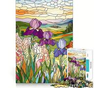 Puzzle de 1000 pièces pour Adolescents, Motif Iris en vitrail, découpe Nette, Jeu cognitif, Cadeau pour des Moments de Calme, décoration de Noël (38x52cm)