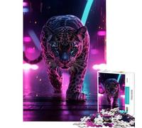 Puzzle de 1000 pièces pour Adolescents Motif Jaguar néon Jeu Relaxant et éducatif Cadeau d'anniversaire Stimulant pour améliorer la mémoire (38x26cm)