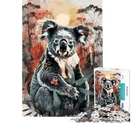 Puzzle de 1000 pièces pour Adolescents Motif Koala au Coucher du Soleil à l'aquarelle Puzzle pour Adultes Jeu de détente découpe de précision Jeu Stimulant Cadeau (Taille 38x26cm)
