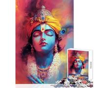 Puzzle de 1000 pièces pour Adolescents Motif Krishna décoration paisible Jouet Cadeau d'anniversaire Jeu Familial idéal pour décorer Un Bureau Dimensions 38x52cm