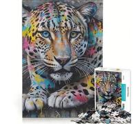 Puzzle de 1000 pièces pour Adolescents, Motif léopard coloré inspiré de Banksy, Jeu Manuel, améliore la mémoire, Cadeau Original pour Un Anniversaire ou Noël 38x26cm