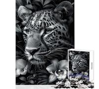 Puzzle de 1000 pièces pour Adolescents Motif léopard et Fleurs Jeu Relaxant pour Toute la Famille décoration intérieure Jouet pour renforcer Les Liens Amoureux (38x52cm)