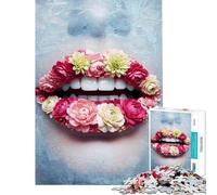Puzzle de 1000 pièces pour Adolescents Motif lèvres Florales Puzzle beauté Jeu Relaxant décoration Murale pour Toute la Famille (Taille 38x26cm)