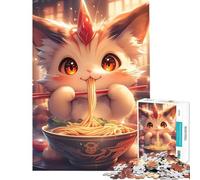 Puzzle de 1000 pièces pour Adolescents Motif Licorne Chat et Ramen Jeu éducatif et intellectuel pour Un Anniversaire (38x52cm)