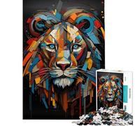 Puzzle de 1000 pièces pour Adolescents Motif Lion géométrique Abstrait idéal pour Un Anniversaire ou Noël décoration Murale Jeu de réflexion à partir de 14 Ans (50x75cm)