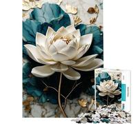 Puzzle de 1000 pièces pour Adolescents Motif Lotus Blanc kintsugi Jeu éducatif et Stimulant Cadeau Anti-Stress (38x26cm)